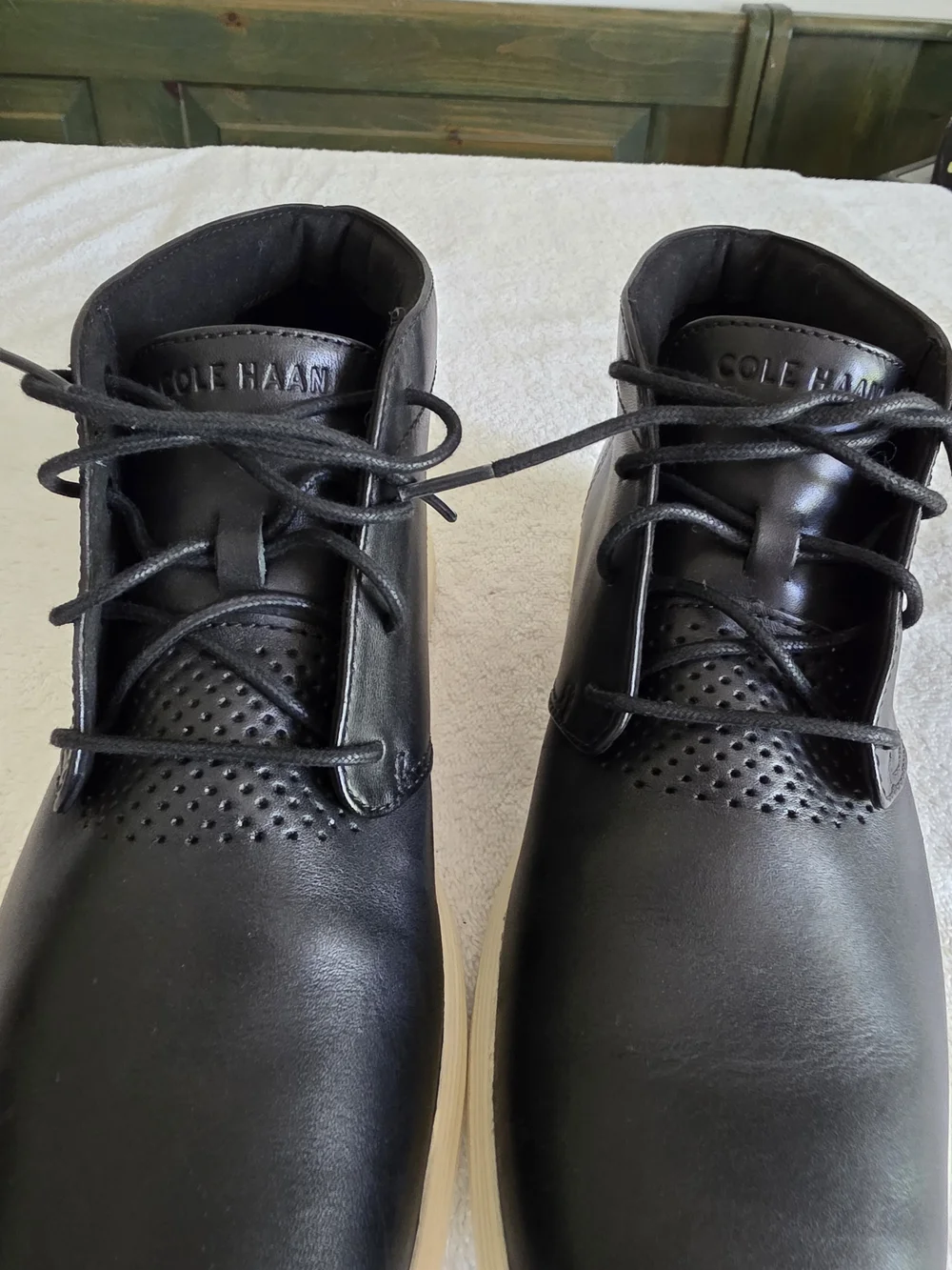 Cole Haan Grand Tour Chukka Boots Black Leather Mens